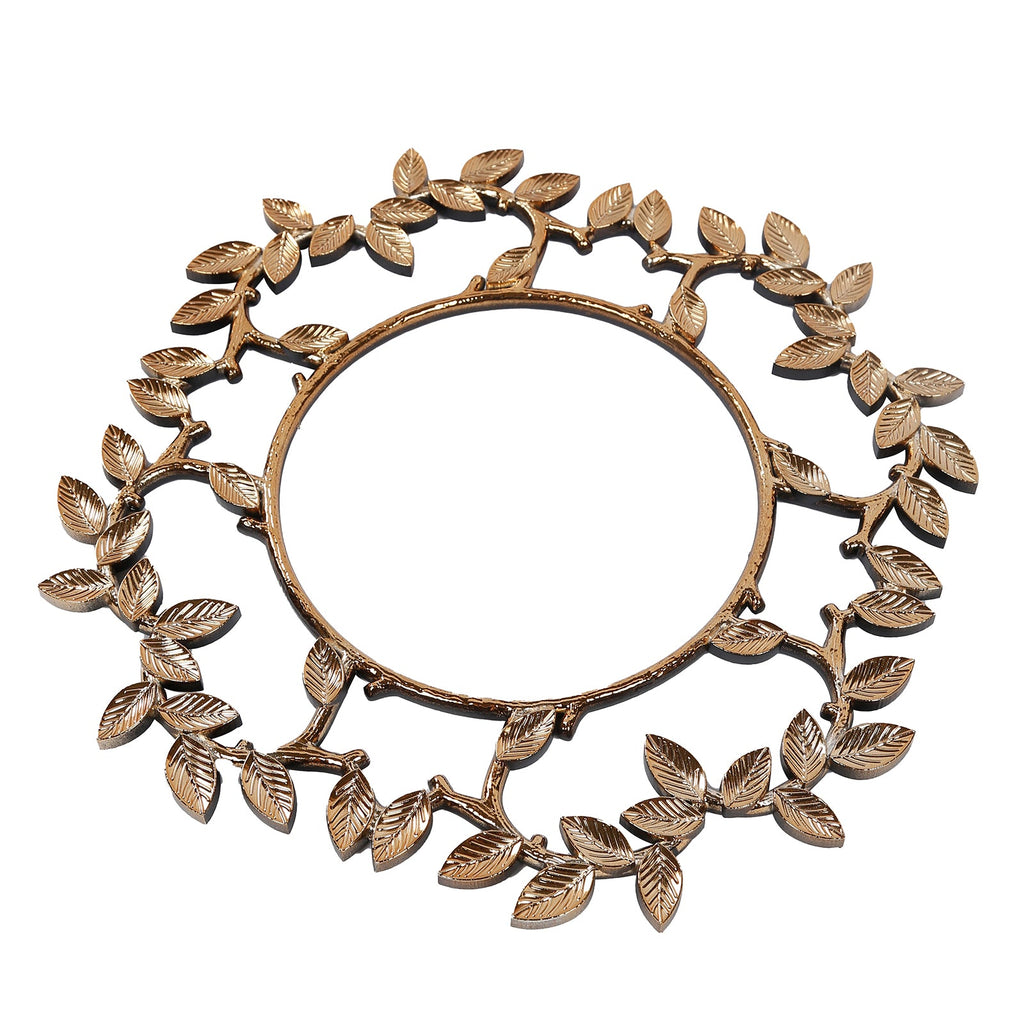 6 Pack Acrylic Plastic Charger Plates in Gold Leaf Wreath Design – 13" Round Decorative Dinner Table Plates