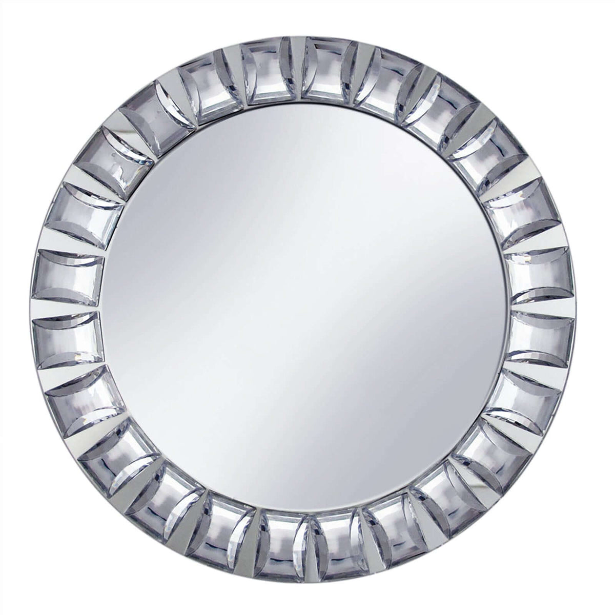 2-Pack Glass Mirror Charger Plates 13" Round Silver with Jeweled Rim - Premium Decorative Dinner Party Charger Tableware