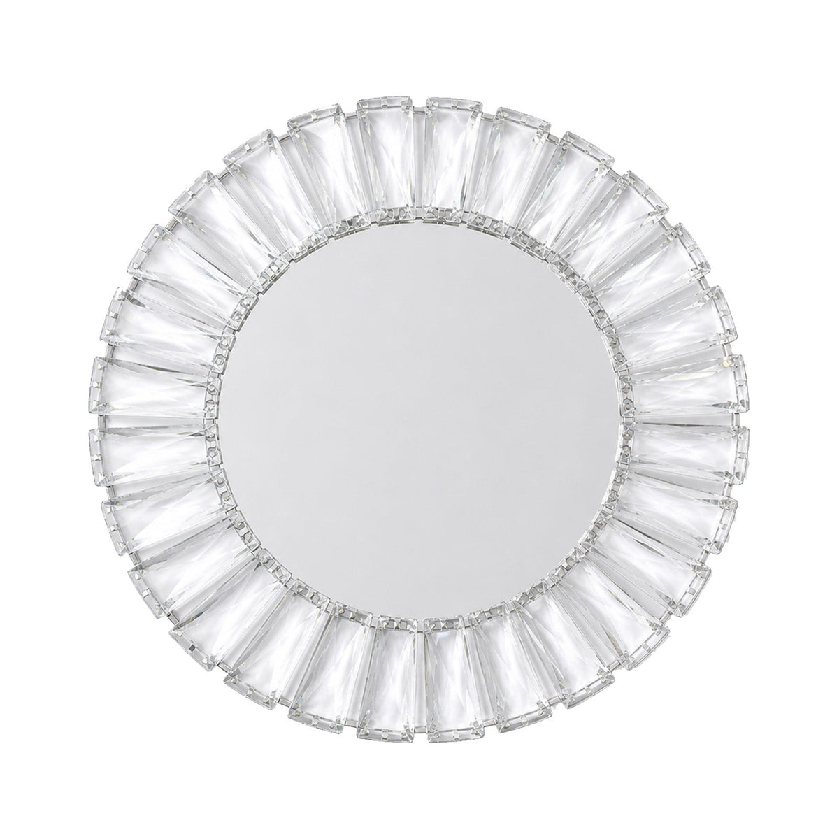 2 Pack Crystal Pendant Metal Charger Plates – 14" Round Silver Mirror Glass Decorative Table Chargers